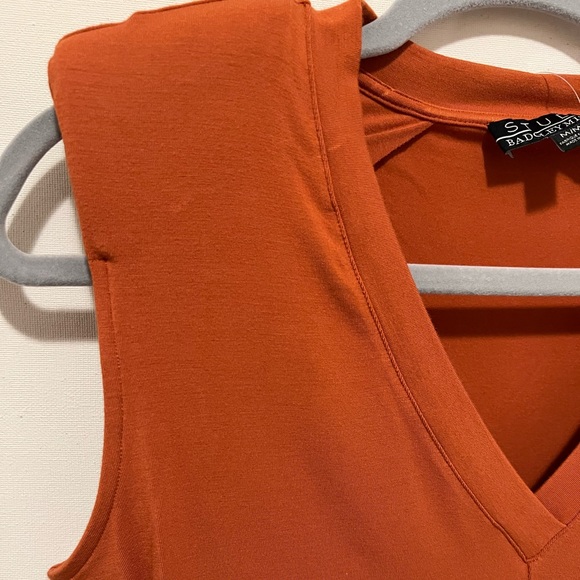 13. SP And 14. M/M Studio Badgley Mischka dark Orange bodysuit, shoulder pads - Picture 3 of 16